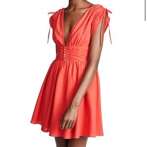 Free People Roll the Dice Red Linen Dress